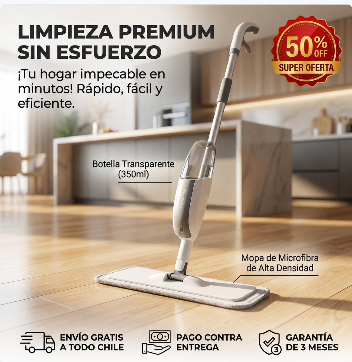 Mopa Rociadora - Rocia y Limpia en Minutos - Limpieza Inteligente y Pisos Impecables