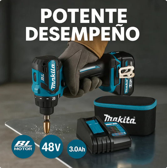 TALADRO INALÁMBRICO con PERCUTOR + 24 ACCESORIOS + 2 BATERIAS 48V