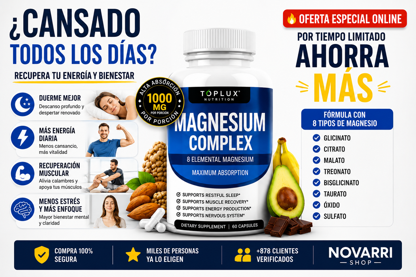 Complejo De Magnesio 8 en 1 | 2X1 Por Tiempo Limitado