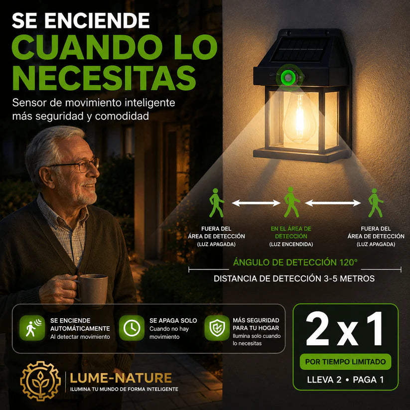 LUME-NATURE®: Filamento LED ámbar de 600 lúmenes, protección impermeable IP65 y cero cables. 2x1